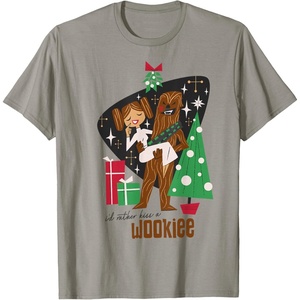 image:imageStar Wars A New Hope Chewbacca And Princess Leia Christmas TShirtSlate Grey