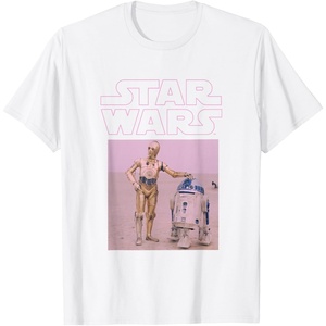 image:imageStar Wars Distressed Neon Pink C3PO amp R2D2 Panel TShirtWhite