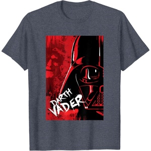 image:imageStar Wars Iconic Epic Darth Vader Split Face Chest Portrait TShirtHeather Blue