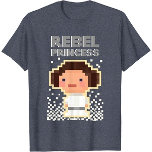 image:imageStar Wars Iconic Rebel Princess Leia Pixel Art Chibi Logo TShirtHeather Blue