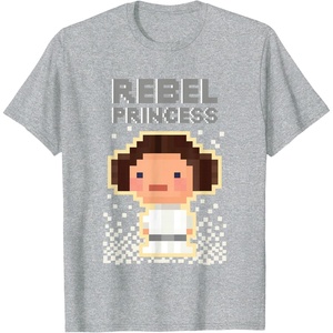 image:imageStar Wars Iconic Rebel Princess Leia Pixel Art Chibi Logo TShirtHeather Grey