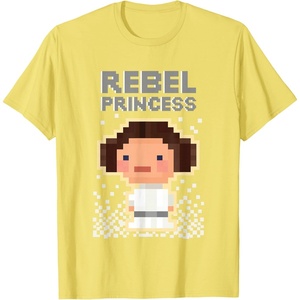 image:imageStar Wars Iconic Rebel Princess Leia Pixel Art Chibi Logo TShirtLemon Yellow