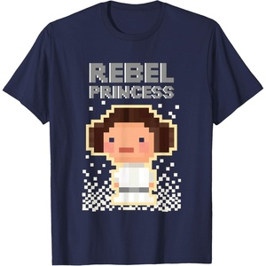 image:imageStar Wars Iconic Rebel Princess Leia Pixel Art Chibi Logo TShirtNavy Blue