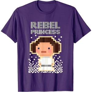 image:imageStar Wars Iconic Rebel Princess Leia Pixel Art Chibi Logo TShirtPurple
