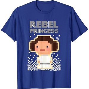 image:imageStar Wars Iconic Rebel Princess Leia Pixel Art Chibi Logo TShirtRoyal Blue