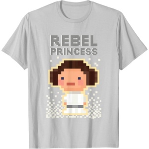 image:imageStar Wars Iconic Rebel Princess Leia Pixel Art Chibi Logo TShirtSilver Grey
