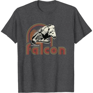 image:imageStar Wars Iconic Retro Racer Millennium Falcon Chest Logo TShirtDark Heather Grey