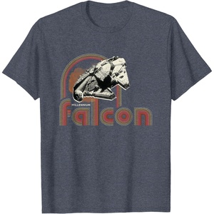 image:imageStar Wars Iconic Retro Racer Millennium Falcon Chest Logo TShirtHeather Blue