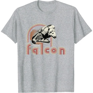 image:imageStar Wars Iconic Retro Racer Millennium Falcon Chest Logo TShirtHeather Grey