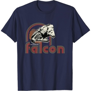 image:imageStar Wars Iconic Retro Racer Millennium Falcon Chest Logo TShirtNavy Blue