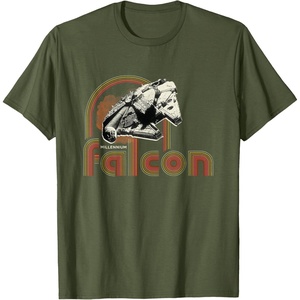 image:imageStar Wars Iconic Retro Racer Millennium Falcon Chest Logo TShirtOlive Green