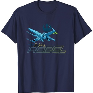 image:imageStar Wars Iconic XWing Rebel Ship Flying Big Chest Logo TShirtNavy Blue