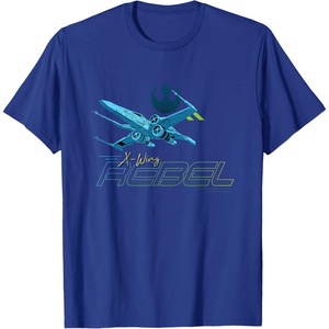 image:imageStar Wars Iconic XWing Rebel Ship Flying Big Chest Logo TShirtRoyal Blue