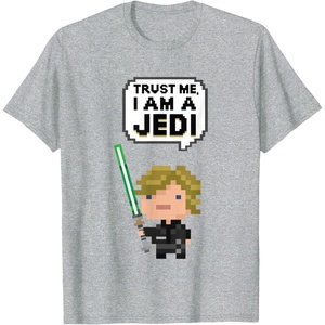 image:imageStar Wars Luke Skywalker Trust Me I Am A Jedi Pixel Art Logo TShirtHeather Grey