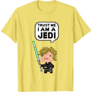 image:imageStar Wars Luke Skywalker Trust Me I Am A Jedi Pixel Art Logo TShirtLemon Yellow