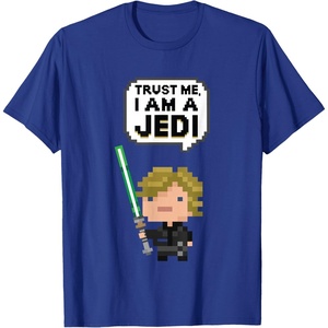 image:imageStar Wars Luke Skywalker Trust Me I Am A Jedi Pixel Art Logo TShirtRoyal Blue