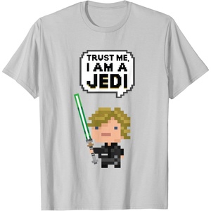image:imageStar Wars Luke Skywalker Trust Me I Am A Jedi Pixel Art Logo TShirtSilver Grey
