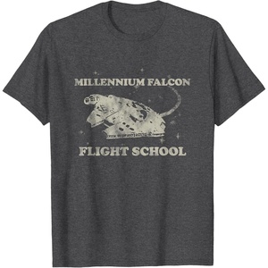 image:imageStar Wars Millennium Falcon Flight School Distressed TShirtDark Heather Grey