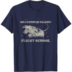 image:imageStar Wars Millennium Falcon Flight School Distressed TShirtNavy Blue