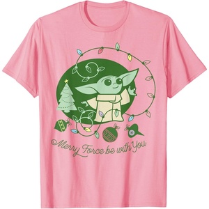 image:imageStar Wars The Mandalorian Grogu Christmas Holiday Lights TShirtPink