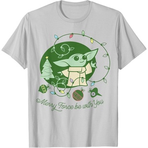 image:imageStar Wars The Mandalorian Grogu Christmas Holiday Lights TShirtSilver Grey