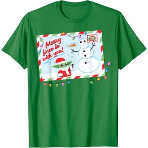 image:imageStar Wars The Mandalorian Grogu Merry Christmas Card TShirtKelly Green