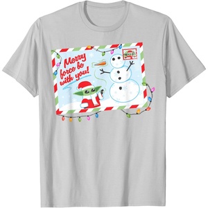 image:imageStar Wars The Mandalorian Grogu Merry Christmas Card TShirtSilver Grey