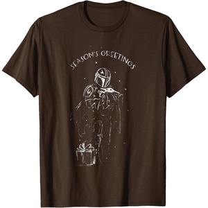 image:imageStar Wars The Mandalorian Seasons Greetings Din Djarin TShirtBrown