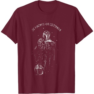 image:imageStar Wars The Mandalorian Seasons Greetings Din Djarin TShirtBurgundy