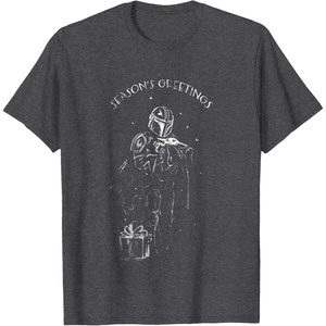 image:imageStar Wars The Mandalorian Seasons Greetings Din Djarin TShirtDark Heather Grey