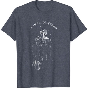 image:imageStar Wars The Mandalorian Seasons Greetings Din Djarin TShirtHeather Blue