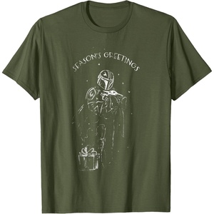 image:imageStar Wars The Mandalorian Seasons Greetings Din Djarin TShirtOlive Green