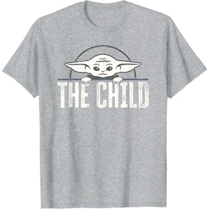 image:imageStar Wars The Mandalorian The Child Grogu Weathered Logo TShirtHeather Grey