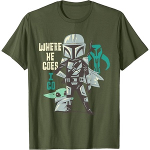 image:imageStar Wars The Mandalorian and Grogu Where He Goes I Go TShirtOlive Green