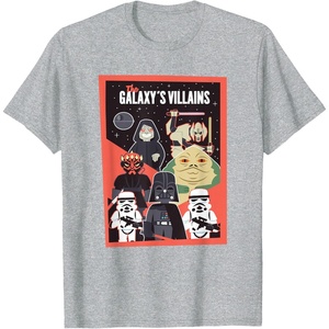 image:imageStar Wars Classic Vintage Chibi Galaxys Villains Poster TShirtHeather Grey