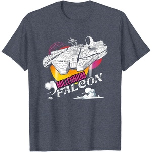 image:imageStar Wars Iconic Millennium Falcon Retro Big Chest Poster TShirtHeather Blue