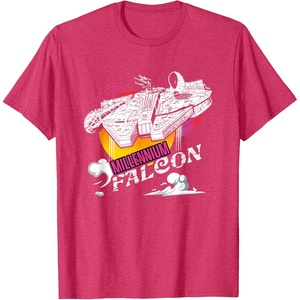 image:imageStar Wars Iconic Millennium Falcon Retro Big Chest Poster TShirtRed Heather
