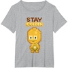 image:imageStar Wars Iconic C3PO Stay Golden Pixel Art Chibi Big Logo TShirtHeather Grey