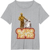 image:imageStar Wars iconic Duo C3PO amp R2D2 Big Chest Retro Poster TShirtHeather Grey