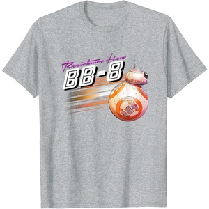 image:imageStar Wars BB8 Resistance Hero Retro 80s Style Chest Logo TShirtHeather Grey