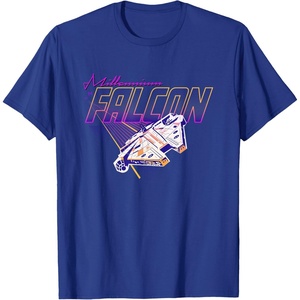 image:imageStar Wars Epic Millennium Falcon Retro 80s Style Big Poster TShirtRoyal Blue