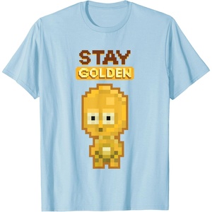 image:imageStar Wars Iconic C3PO Stay Golden Pixel Art Chibi Big Logo TShirtBaby Blue