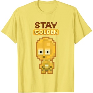 image:imageStar Wars Iconic C3PO Stay Golden Pixel Art Chibi Big Logo TShirtLemon Yellow