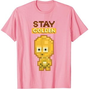 image:imageStar Wars Iconic C3PO Stay Golden Pixel Art Chibi Big Logo TShirtPink