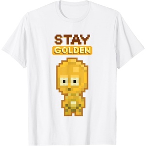 image:imageStar Wars Iconic C3PO Stay Golden Pixel Art Chibi Big Logo TShirtWhite