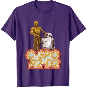 image:imageStar Wars iconic Duo C3PO amp R2D2 Big Chest Retro Poster TShirtPurple