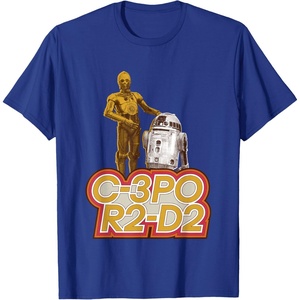 image:imageStar Wars iconic Duo C3PO amp R2D2 Big Chest Retro Poster TShirtRoyal Blue