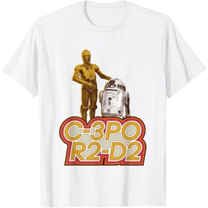 image:imageStar Wars iconic Duo C3PO amp R2D2 Big Chest Retro Poster TShirtWhite