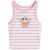 image:imageStar Wars Girls Star Wars the Mandalorian and Grogu Girls Baby Yoda Printed Stripe Soft Hand Screen Tank TopLight Pink