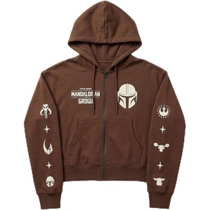 image:imageSTAR WARS Womens Star Wars the Mandalorian and Grogu Officially Licensed Juniors Zip Up Hoodie Womens Boxy Cropped Graphic Sweatshirt